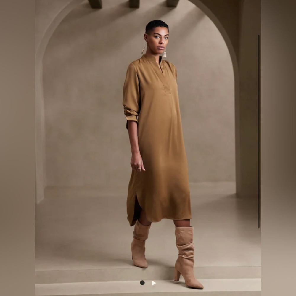 Banana Republic MANDARIN-COLLAR MIDI SHIRTDRESS-BRAND NEW